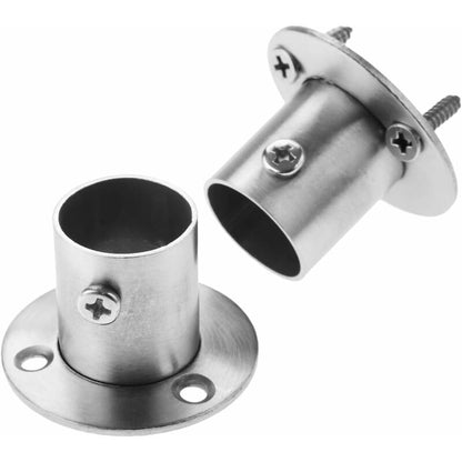 2 Pack Stainless Steel Closet ROd Brackets With Flange V1188-MS-227-1204