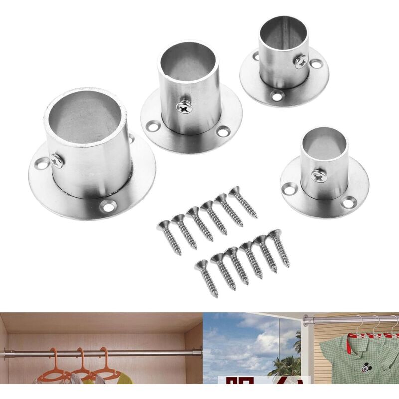 2 Pack Stainless Steel Closet ROd Brackets With Flange V1188-MS-227-1204