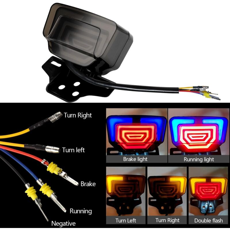 LED Motorcycle Tail Light Integrated Turn Signal,LED Brake Light,Driving Light With Waterproof License Plate V1188-MS-227-1208