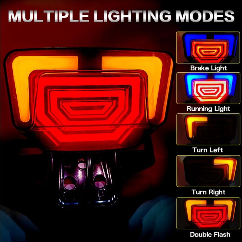 LED Motorcycle Tail Light Integrated Turn Signal,LED Brake Light,Driving Light With Waterproof License Plate V1188-MS-227-1208