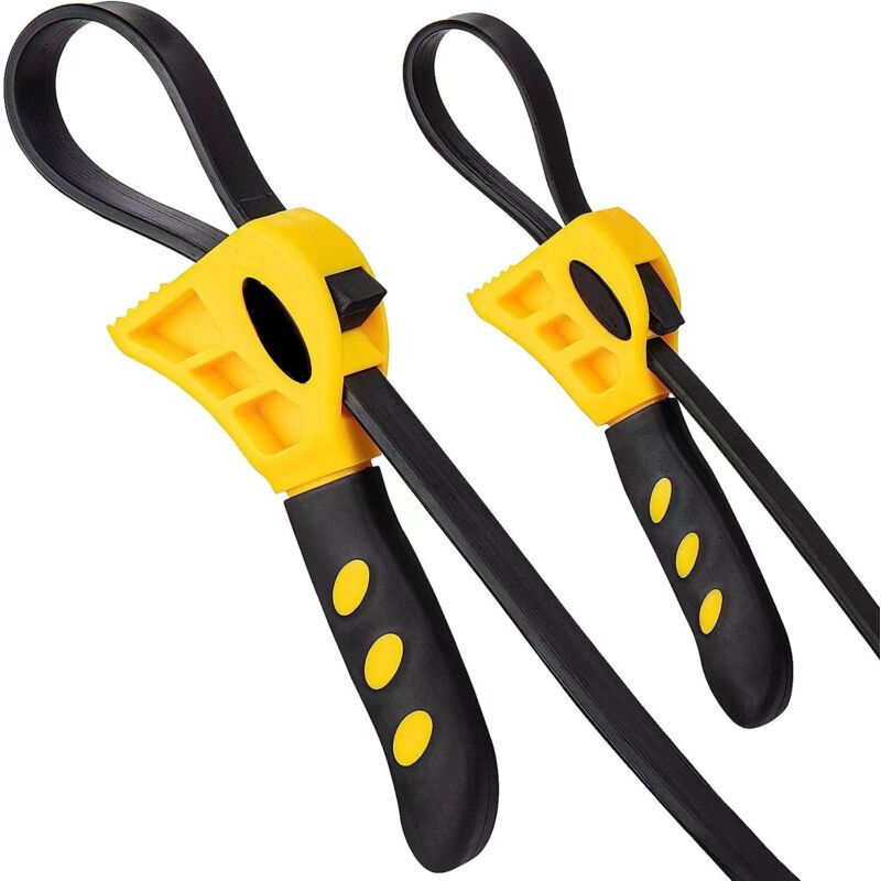 Rubber Strap Wrench Set, Upgrade 2 Pieces Adjustable Oil Filter Wrench Reinforced Belt Jar Opener For Weak V1188-MS-227-1215