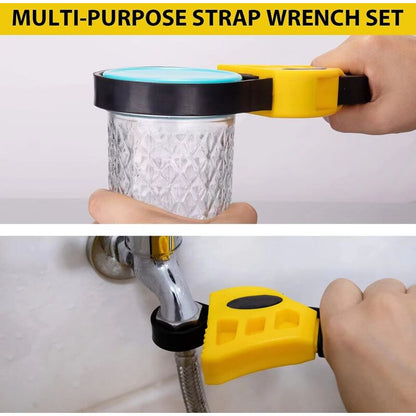 Rubber Strap Wrench Set, Upgrade 2 Pieces Adjustable Oil Filter Wrench Reinforced Belt Jar Opener For Weak V1188-MS-227-1215