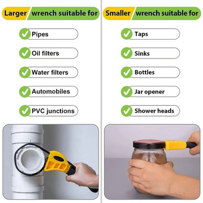 Rubber Strap Wrench Set, Upgrade 2 Pieces Adjustable Oil Filter Wrench Reinforced Belt Jar Opener For Weak V1188-MS-227-1215