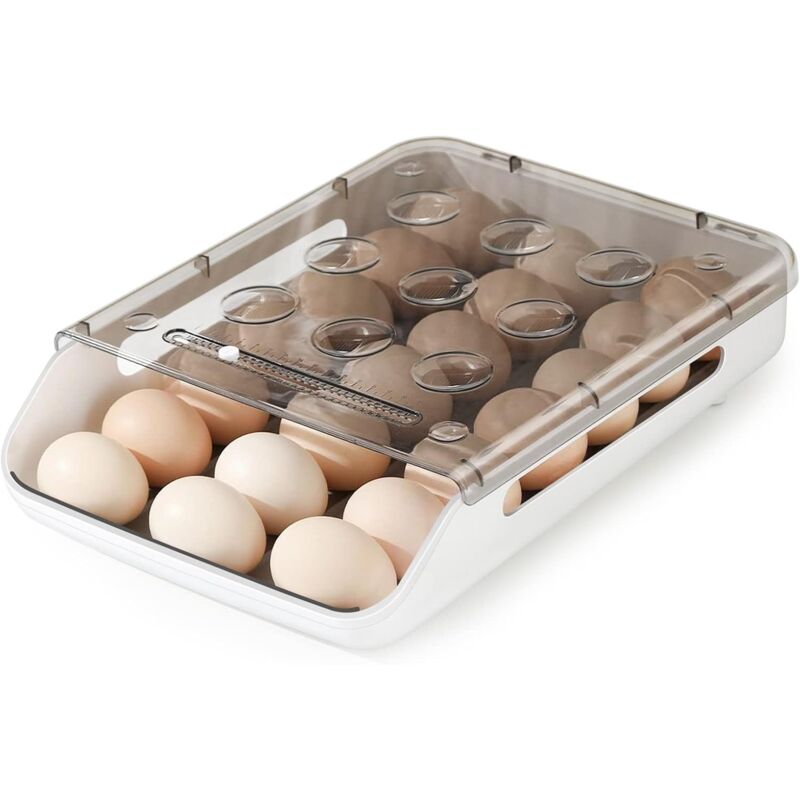 Egg Storage Box Stackable Plastic Egg Container Fridge Egg Storage With Lid Auto Scroll Egg Container For V1188-MS-227-1219