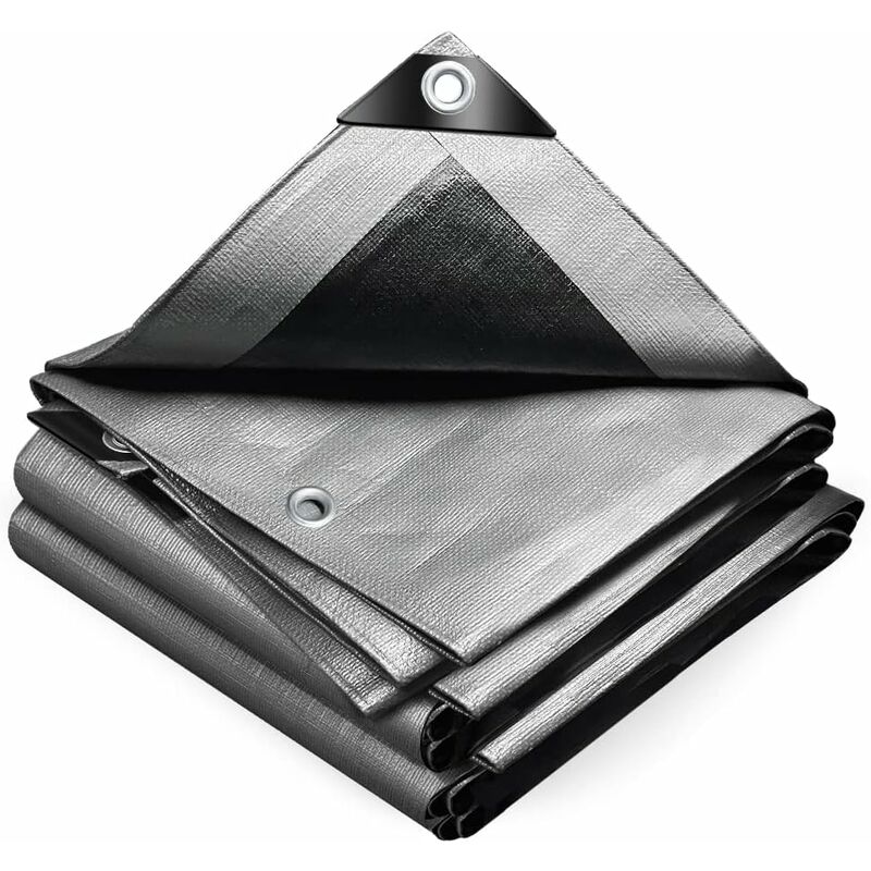 Heavy Duty Waterproof Polyethylene Tarpaulin 160G/M2 Grey And Black 3X4M V1188-MS-227-1221