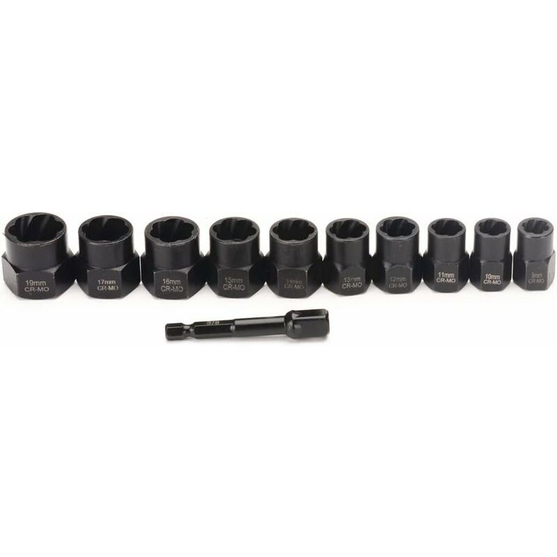 11 pcs 9.5Mm Impact Bolt Extractor Tool Set With Toolbox V1188-MS-227-1225