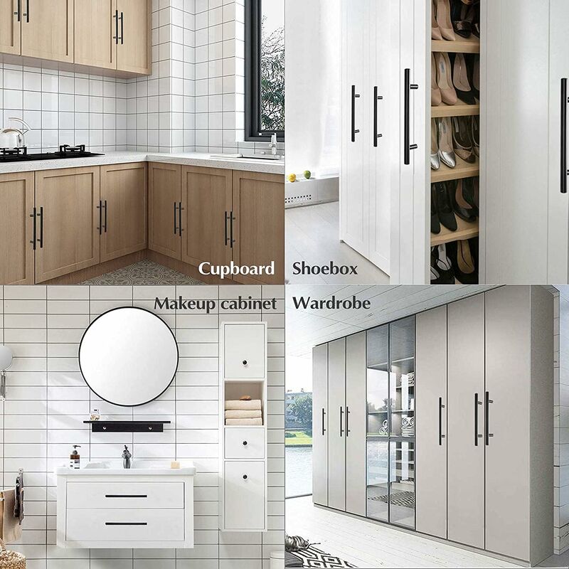 20 pcs Black Furniture Handle Black Kitchen Cabinet Handle T Handles Black Drawer Cupboard Handles V1188-MS-227-1226