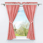 2 pcs Set Perforated Opaque Curtains With 2 Tiebacks Plaid Pattern Window Decoration For Bedroom Indoor Red V1188-MS-227-1227