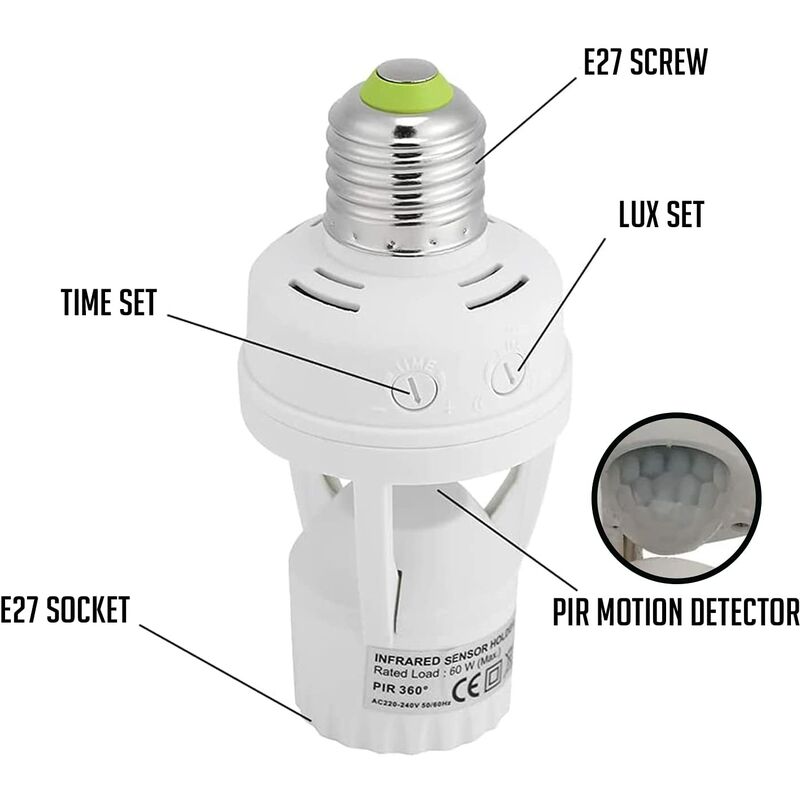 Pir Motion Sensor Light Bulbs With E27 Base For Indoor Use With Time And Light Setting V1188-MS-227-1238