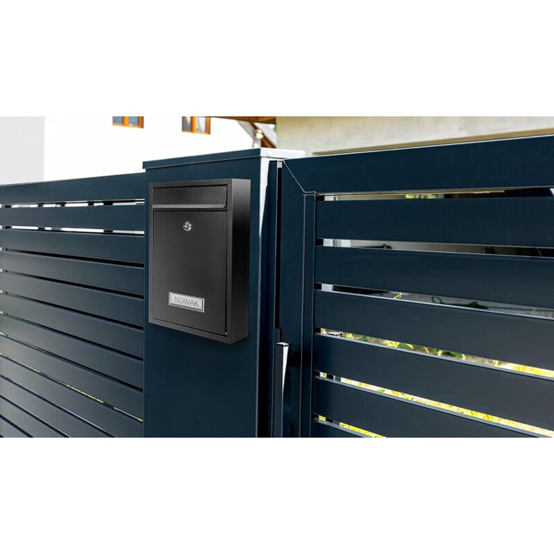 Galvanized Steel Mailbox With Key And Name Plate (Black) V1188-MS-227-1240