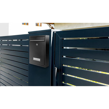 Galvanized Steel Mailbox With Key And Name Plate (Black) V1188-MS-227-1240