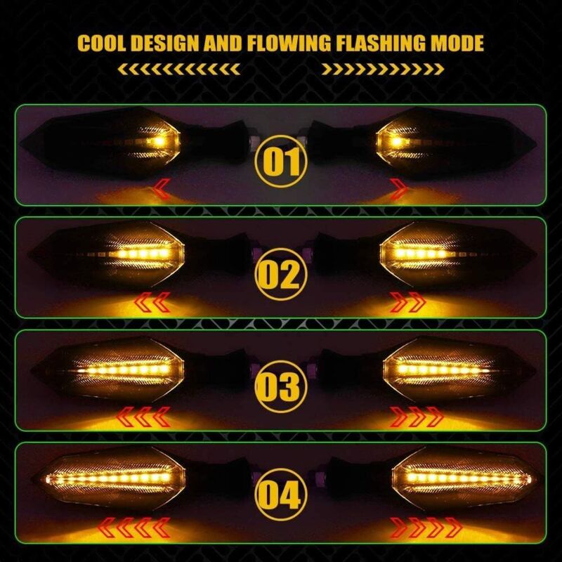 4 pcs 12V Universal Motorcycle Turn Signal Indicator Amber Light Dual Color 17 LED Blue Amber Lamp V1188-MS-227-1244