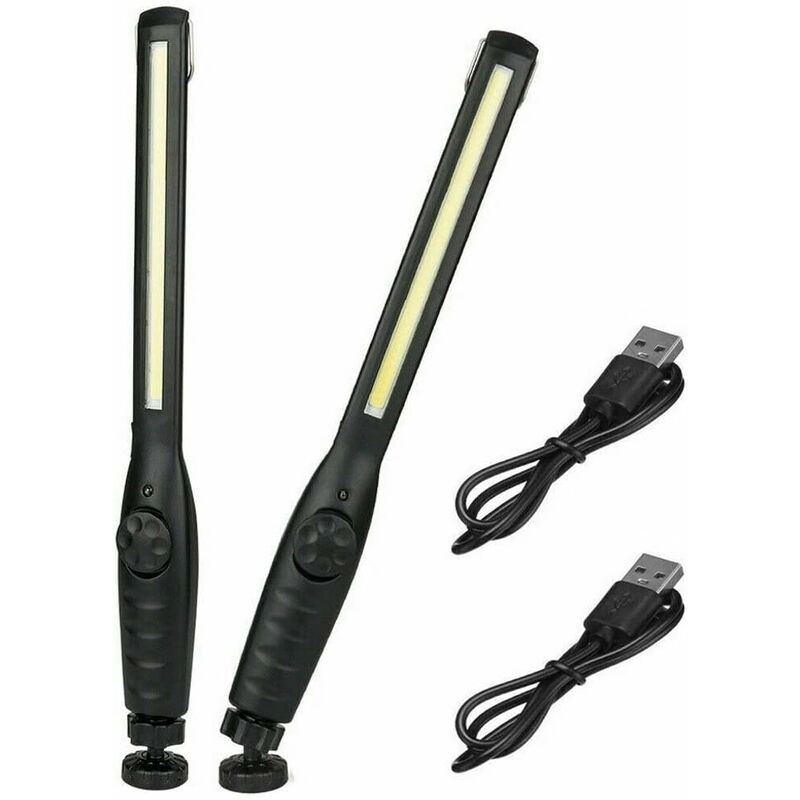 2 pcs Magnetic LED Work Light Super Bright Rechargeable Flashlight For Garage, Camping, Hiking, Car Repair, V1188-MS-227-1245