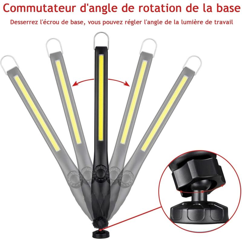 2 pcs Magnetic LED Work Light Super Bright Rechargeable Flashlight For Garage, Camping, Hiking, Car Repair, V1188-MS-227-1245