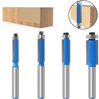 4 pcs 8Mm Copy Bit Diy Woodworking Milling Cutter Tools With Top Bearing, Flush Trim ROuter Bit Shank V1188-MS-227-1247