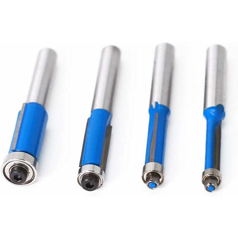 4 pcs 8Mm Copy Bit Diy Woodworking Milling Cutter Tools With Top Bearing, Flush Trim ROuter Bit Shank V1188-MS-227-1247