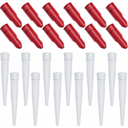 24 Pack Caulk Nozzle Caps, Includes 12 Pack White Caulk Nozzles And 12 Pack Red Caulk Nozzle Caps, Plastic V1188-MS-227-1250