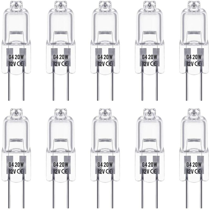 G4 Halogen Bulbs, 12V 20W Halogen Pin Base Lamp, Warm White 3000K, 350Lm, Dimmable, G4 Low Voltage Halogen V1188-MS-227-1256