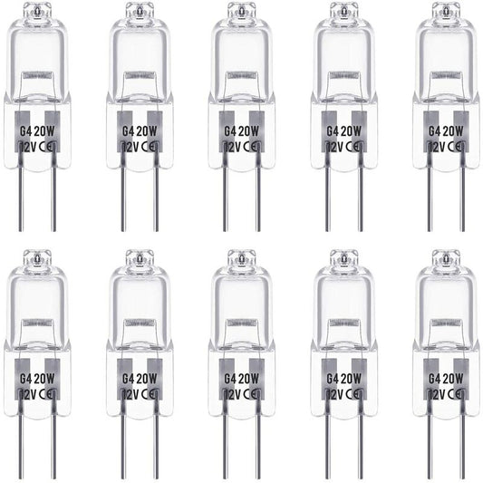G4 Halogen Bulbs, 12V 20W Halogen Pin Base Lamp, Warm White 3000K, 350Lm, Dimmable, G4 Low Voltage Halogen V1188-MS-227-1256