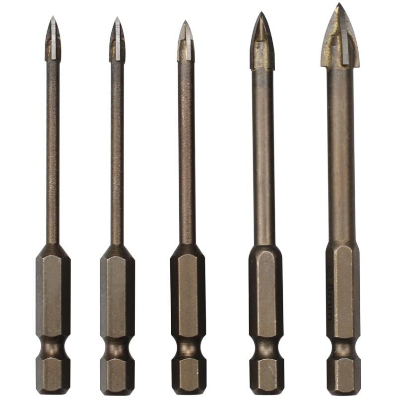 5 pcs Triangle Drill Bit Set, Carbide Tile Drill Bits, Efficient Universal Drilling Tool For Glass, Tile, V1188-MS-227-1258