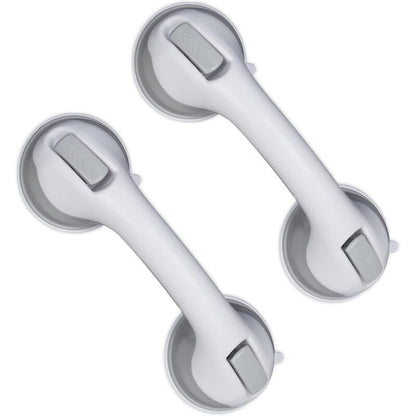 Suction Cup Handle, 2 pcs Set, Shower & Bath Grab Bar, 25 Kg, For Elderly, Wall, In White/Grey V1188-MS-227-1269
