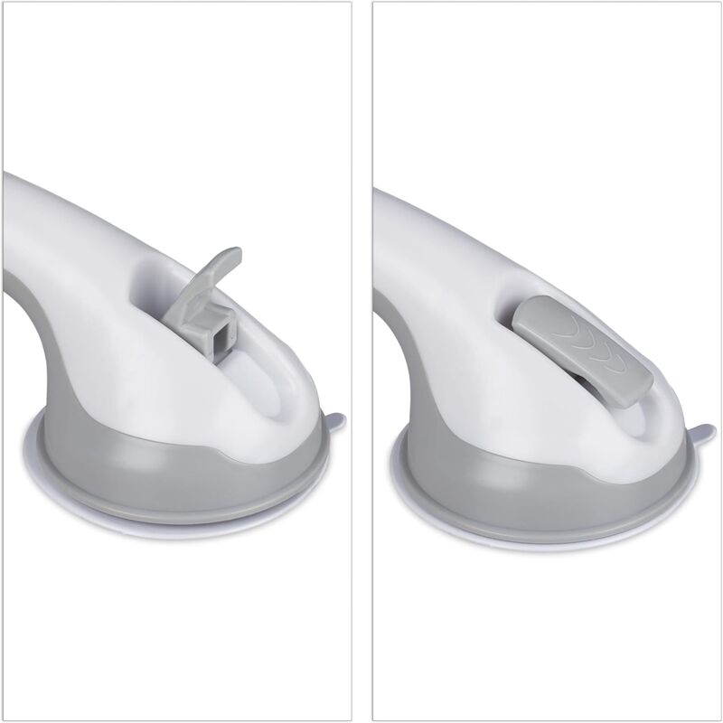 Suction Cup Handle, 2 pcs Set, Shower & Bath Grab Bar, 25 Kg, For Elderly, Wall, In White/Grey V1188-MS-227-1269