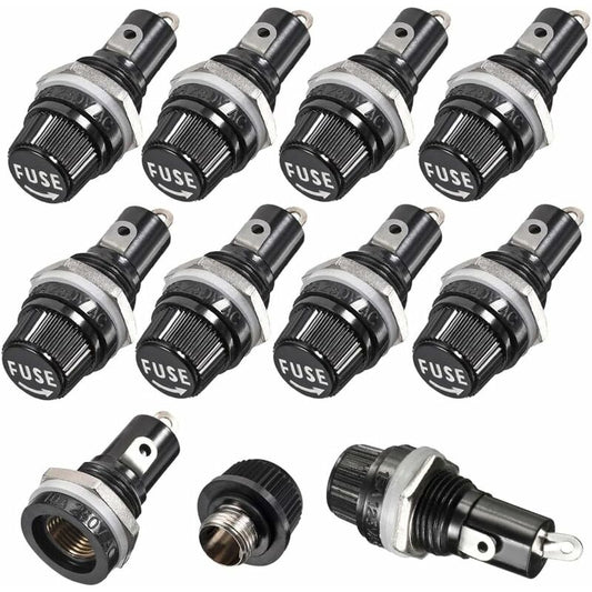 10 pcs 5 X 20Mm Fuse Holder Ac 10A 250V Black Screw Cap Fuse Holder, Panel Mount Screw Cap Fuse Holder V1188-MS-227-1271
