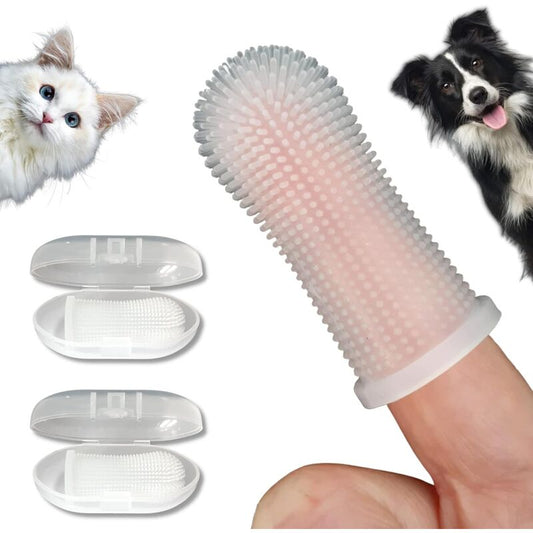 Dog Toothbrush 2 Pack Toothbrush And Storage Case Non-Toxic Silicone Teeth Cleaning Breath Dental Care Plaque V1188-MS-227-1272