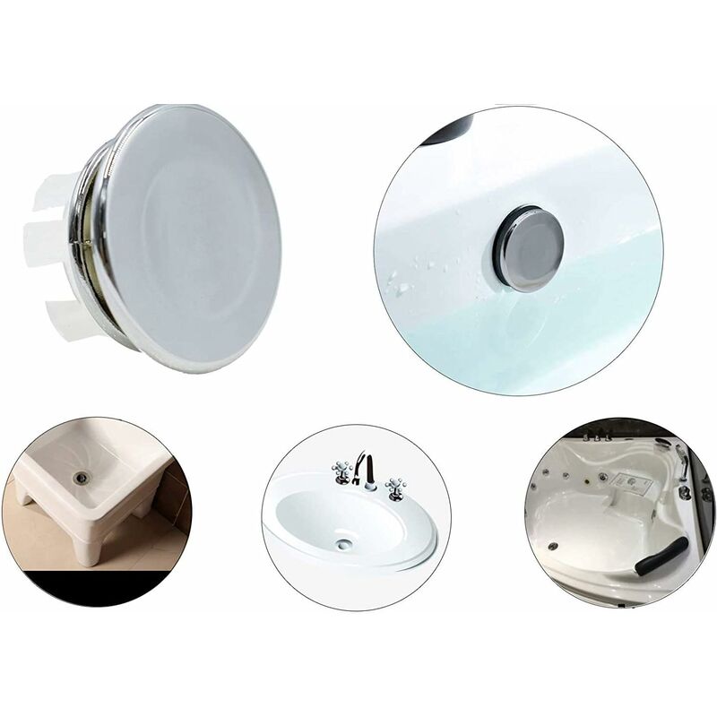 6 pcs Chrome Bathroom Sink Overflow Plug Toilet Overflow Drain Hole ROund Part V1188-MS-227-1287