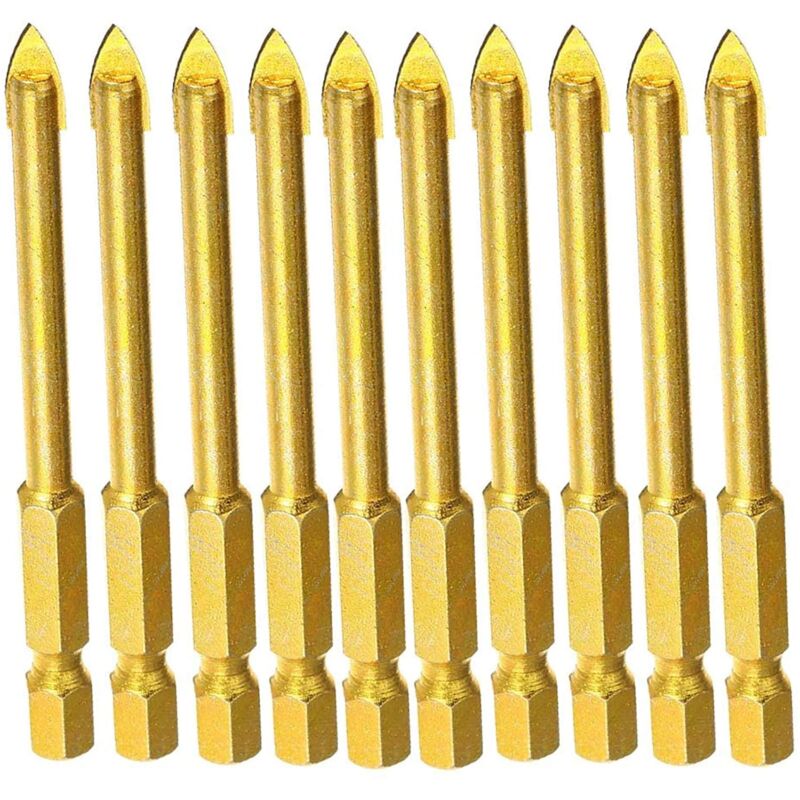 10 pcs 6Mm Tungsten Carbide Drill Bit Set With Flat Hex Shank For Mirror Porcelain Marble V1188-MS-227-1290