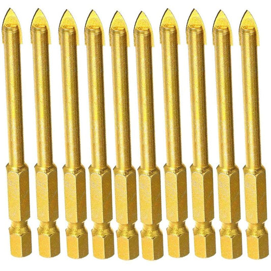 10 pcs 6Mm Tungsten Carbide Drill Bit Set With Flat Hex Shank For Mirror Porcelain Marble V1188-MS-227-1290