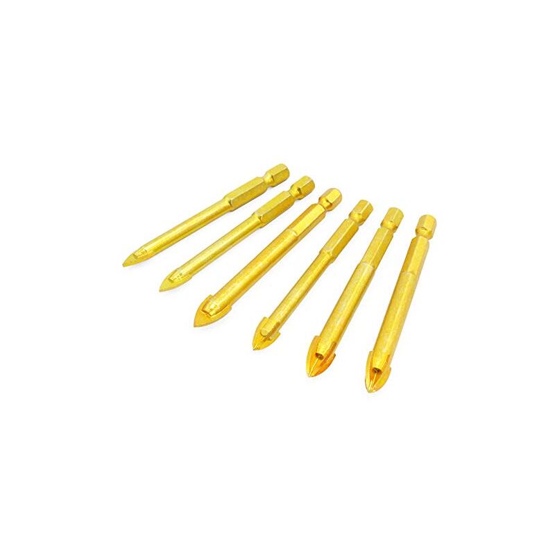 10 pcs 6Mm Tungsten Carbide Drill Bit Set With Flat Hex Shank For Mirror Porcelain Marble V1188-MS-227-1290
