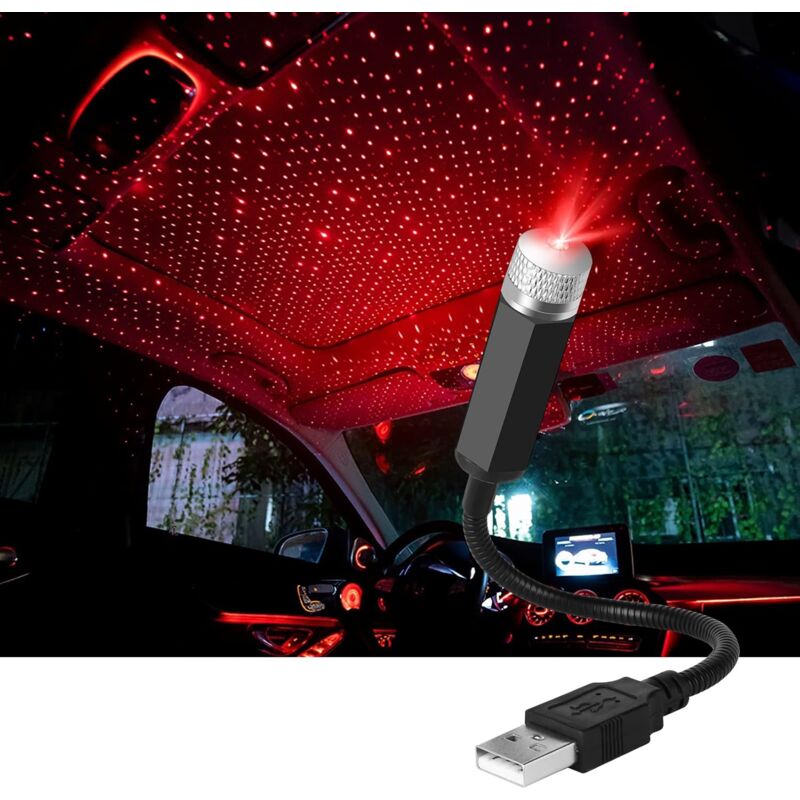 Atmosphere Light, Usb Car ROof Lamp Starry Sky Atmosphere LED Projector Red Night Light Adjustable Multiple V1188-MS-227-1296