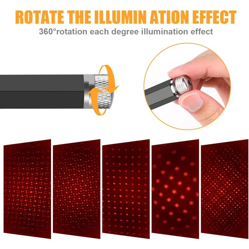Atmosphere Light, Usb Car ROof Lamp Starry Sky Atmosphere LED Projector Red Night Light Adjustable Multiple V1188-MS-227-1296