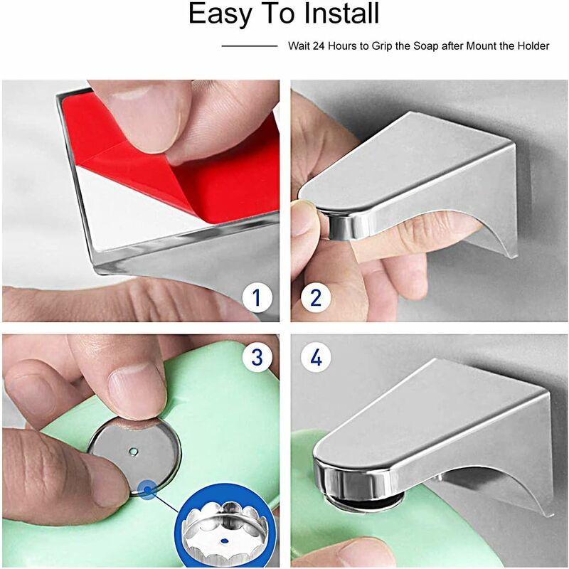 2 Pack Plastic Soap Dish Holder With 3M Magnetic Magnet, Wall Hanging Soap Holder, Easy To Use For Bathroom, V1188-MS-227-1303