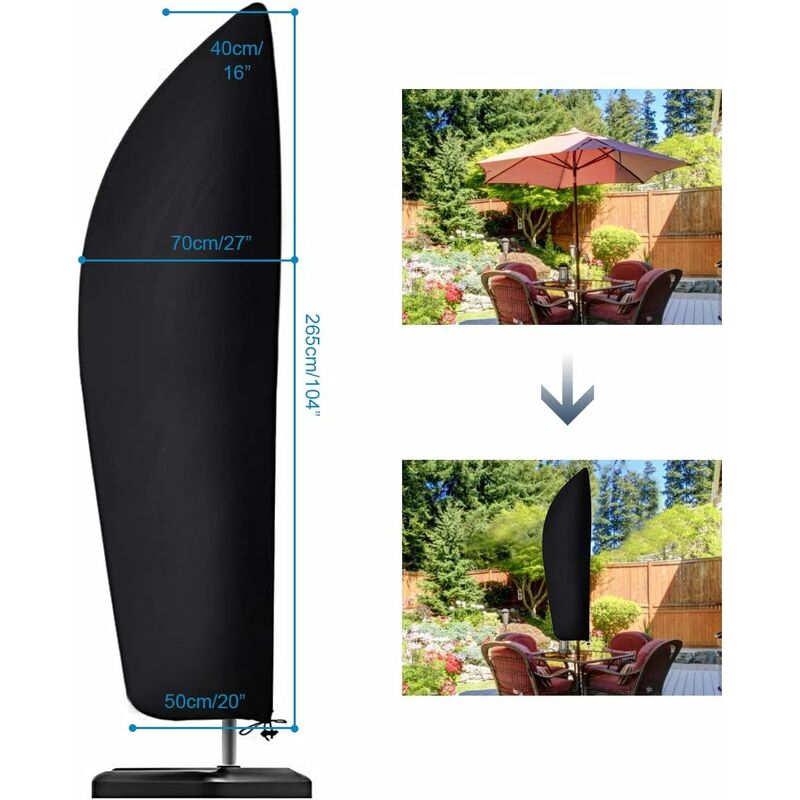 210D Oxford Fabric Parasol Cover Water Resistant Windproof Uv Resistant Tear Resistant Extra Large With V1188-MS-227-1305