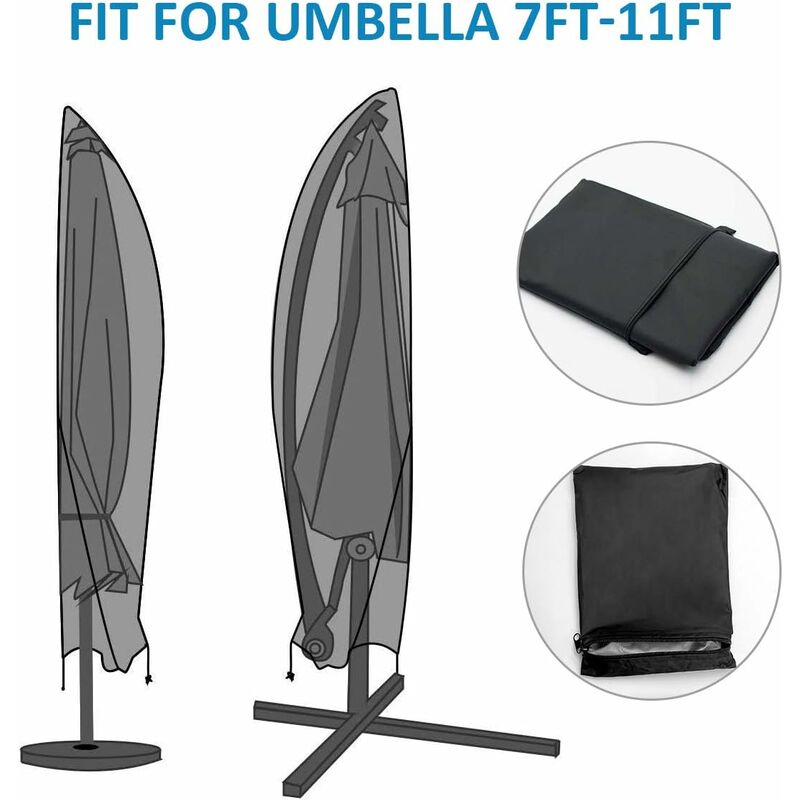 210D Oxford Fabric Parasol Cover Water Resistant Windproof Uv Resistant Tear Resistant Extra Large With V1188-MS-227-1305