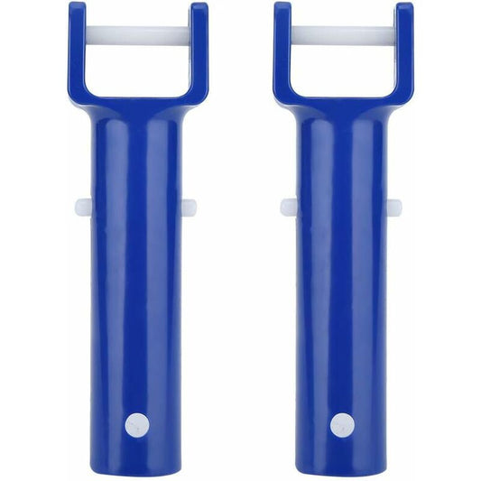 2 pcs V-Shaped Head Handle, Blue Swimming Pool V-Shaped Clip Brush Head Handle Replacement Pool Accessories V1188-MS-227-1320