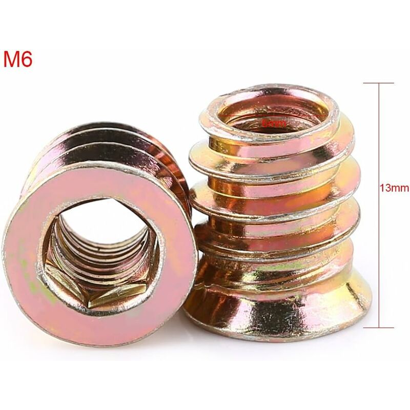Pack Of 20 pcs M6/M8/M10 Zinc Alloy Threaded Hex Nut, Zinc Alloy Insert Nuts Assortment (M613Mm) V1188-MS-227-1321