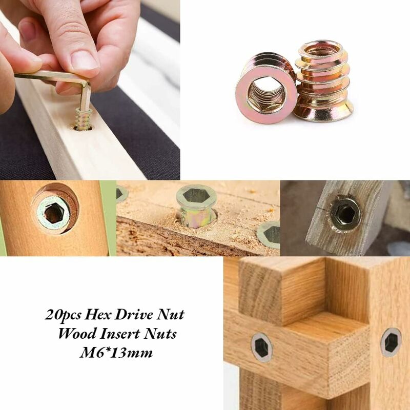 Pack Of 20 pcs M6/M8/M10 Zinc Alloy Threaded Hex Nut, Zinc Alloy Insert Nuts Assortment (M613Mm) V1188-MS-227-1321