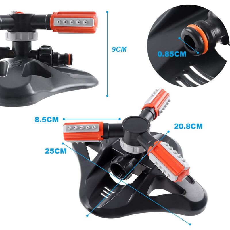Garden Sprinkler, 360 degrees ROtating 3 Arm Automatic Lawn Sprinkler Watering Irrigation V1188-MS-227-1329