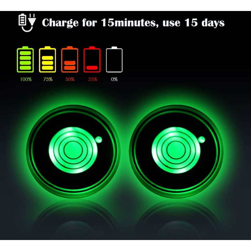 2 Pack LED Cup Holder, LED Car Coasters With 7 Colors Glow Cup Pad, Usb Charging Cup Mat For Coaster V1188-MS-227-1335