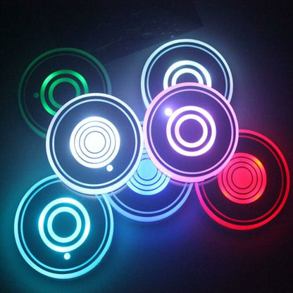2 Pack LED Cup Holder, LED Car Coasters With 7 Colors Glow Cup Pad, Usb Charging Cup Mat For Coaster V1188-MS-227-1335