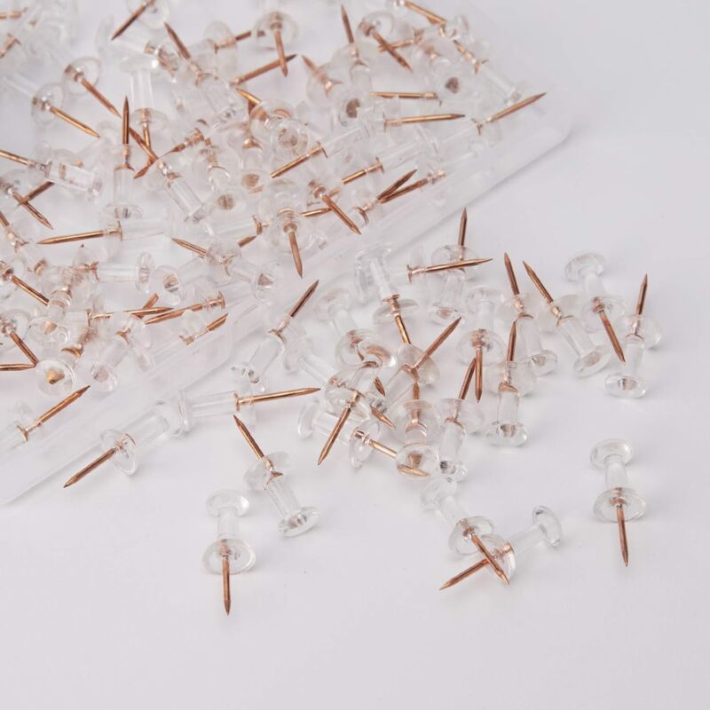 100 pcs Clear Plastic Head Push Pins, ROse Gold Push Pins, Wall Push Pins, Cork Board Push Pins, I-Shaped Pin V1188-MS-227-1337