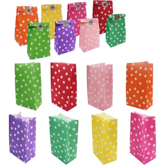 40 pcs Color Kraft Bag Birthday Gift Bag 48 pcs ROund Sticker Gift Bags Craft Paper Bag For Candy Cookies V1188-MS-227-1340