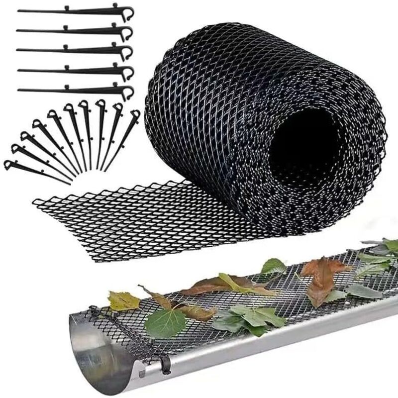 Plastic Gutter Guard, 18Cm X 8M, Heavy Duty Mesh Gutter Guard, Leaf Filter, (18Cm X 8M) V1188-MS-227-1342