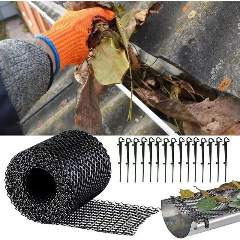 Plastic Gutter Guard, 18Cm X 8M, Heavy Duty Mesh Gutter Guard, Leaf Filter, (18Cm X 8M) V1188-MS-227-1342