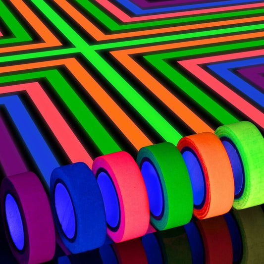 Neon Gaffer Tape 6 Colors, Uv Blacklight Glow In The DArk Fluorescent Tape For Uv Party (0.6 Inch X 16.5 Feet) V1188-MS-227-1347