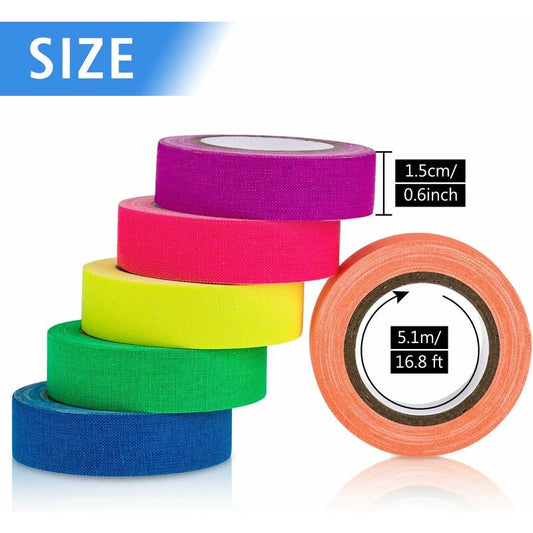 Neon Gaffer Tape 6 Colors, Uv Blacklight Glow In The DArk Fluorescent Tape For Uv Party (0.6 Inch X 16.5 Feet) V1188-MS-227-1347