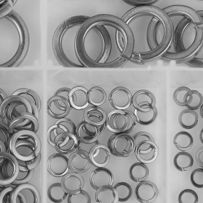 180 pcs 8 Size 304 Stainless Steel Spring Washer Assortment Kit, Spring Washers Kit M2.5 M3 M4 M5 M6 M8 M10 V1188-MS-227-1349